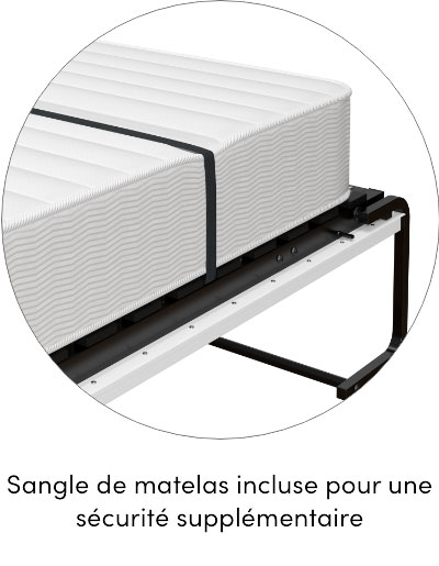 Sangle de matelas incluse pour une sécurité supplémentaire