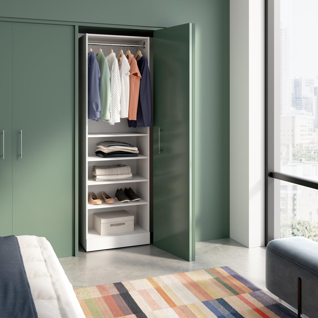 Modular Closet System with Shelves and Clothing Rod, 25W x 16D