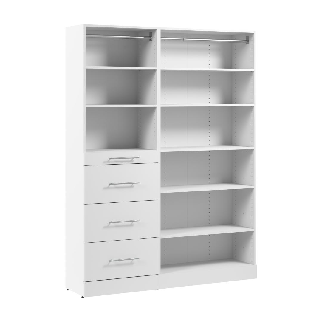 61W x 16D Modular Reach-In or Walk-In Closet System with Shelves and Drawers, Slab Style