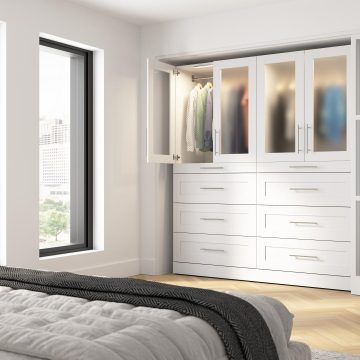 Modular Closet System with Shelves, Drawers, Doors & LED Lights, Shaker Style 71W x 25D