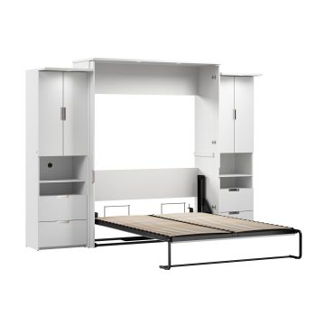 Lumina 114W Queen Murphy Bed with Desk and 2 Storage Cabinets | Bestar