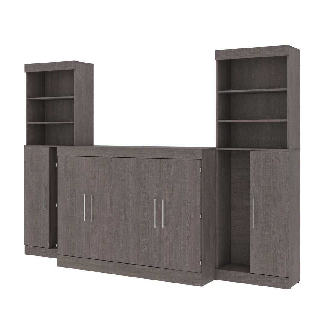 5-Piece Set Including One Full Cabinet Bed with Mattress, Two 26″ Storage Units, and Two Hutches