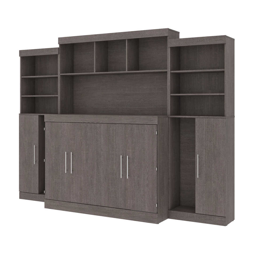 Ensemble de 6 meubles incluant un lit cabinet deux places (double) avec matelas et des unités de rangement assorties