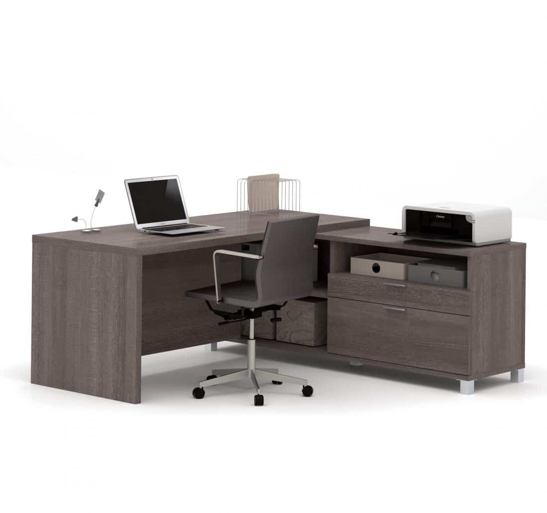 Pro-Linea 72W L-Shaped Desk with Drawers and Hutch | Bestar