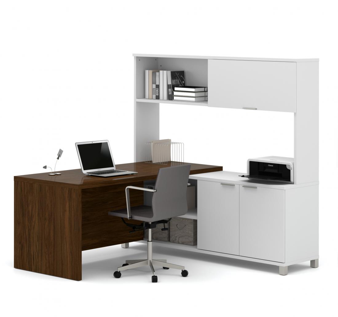 Pro Linea L Shaped Desk With Hutch Bestar