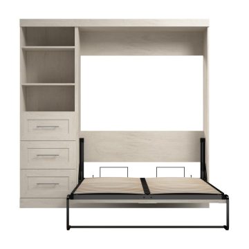 Pur Full Murphy Bed and Shelving Unit with Drawers (84W) | Bestar