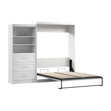 Pur Queen Murphy Bed and Shelving Unit with Drawers (101W) | Bestar