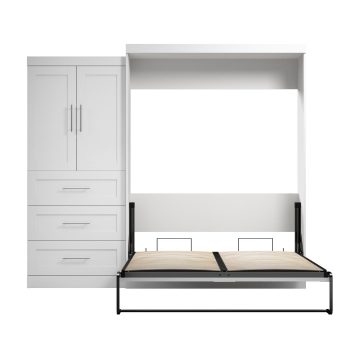 Pur Queen Murphy Bed and Storage Cabinet with Drawers (101W) | Bestar