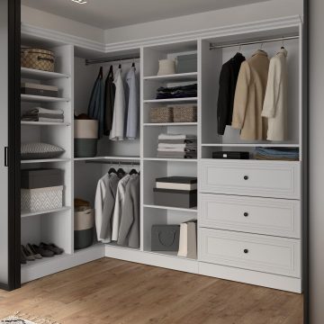 Bestar Pur 83W Walk-In Closet Organizer in bark grey